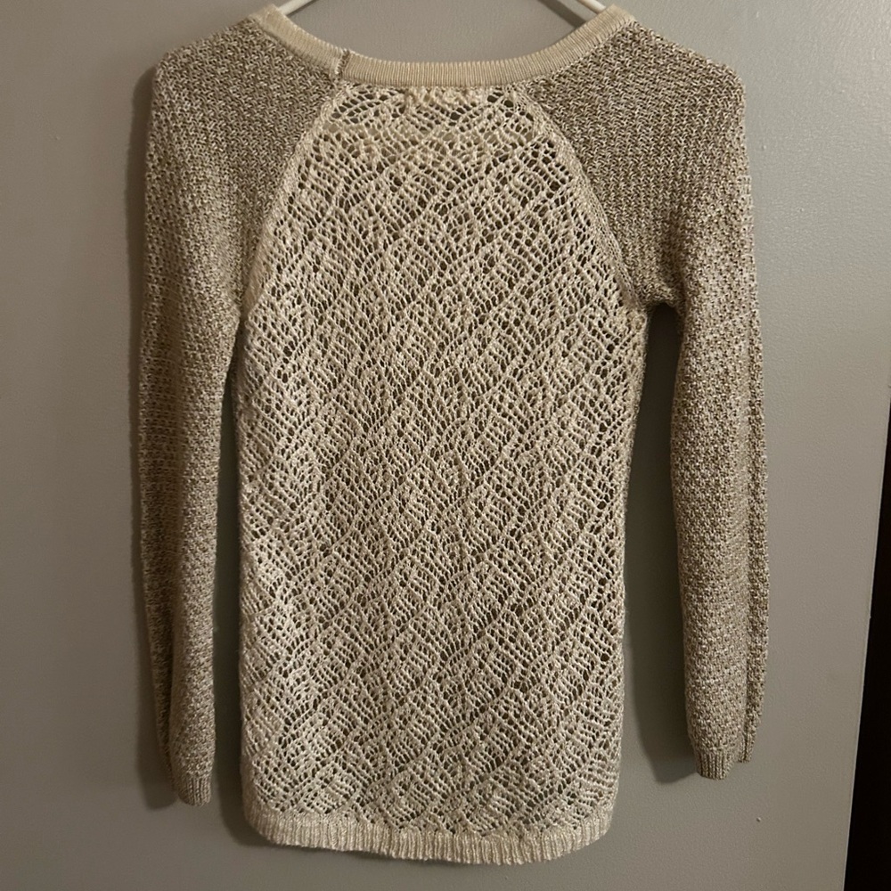 Light Beige Open-Knit Raglan Sweater - Picture 2 of 2